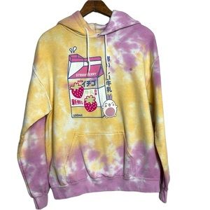 HOT TOPIC Strawberry Milk Bunny Tie-Dye Girls Hoodie size Small